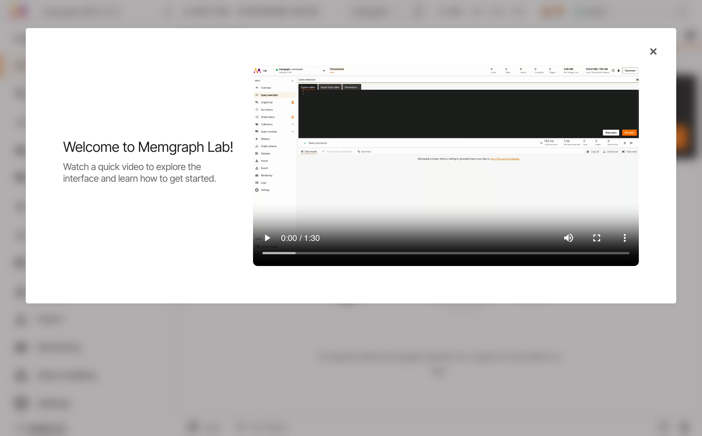 Memgraph Lab connected